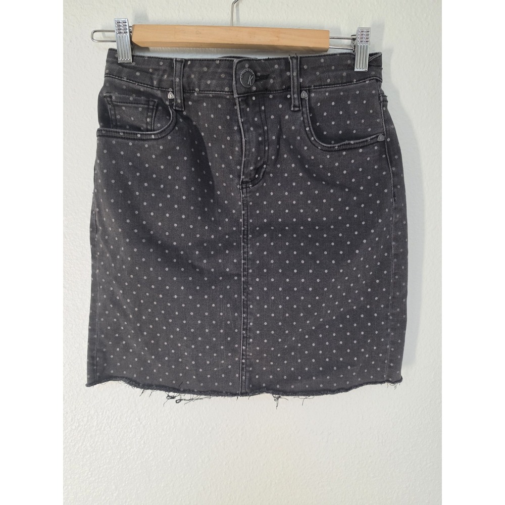 KUT from the Kloth Mini Skirt Size 2 Black Polka Dot Skater Wrap Pencil